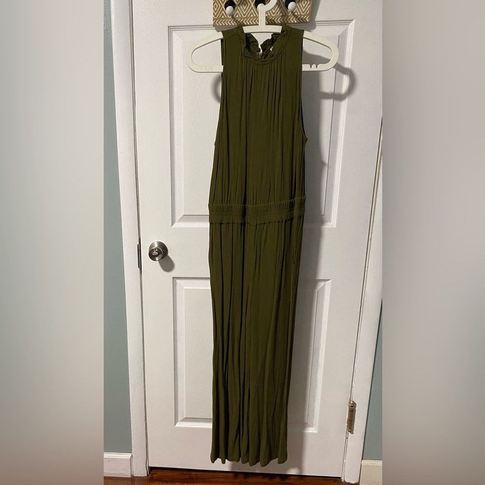 Chelsea28 Jumpsuit Crew Neck Sleeveless: moss green- Women's Size medium